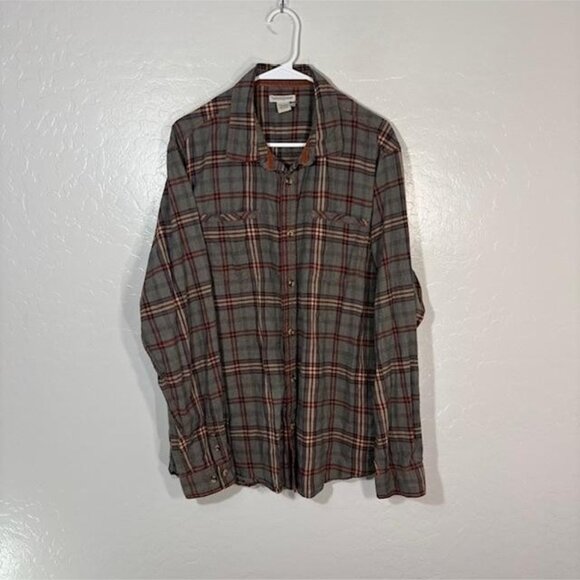 Carbon2Cobalt Shirt Mens Large Gray Plaid Long Sleeve Cotton Button Front - Picture 1 of 6